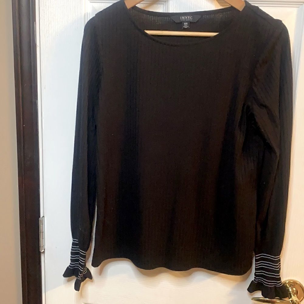 Isaac Mizrahi Long Sleeve Black Top